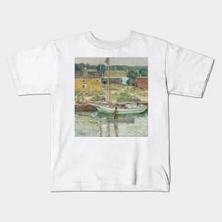 Oyster Sloop, Cos Cob by Childe Hassam Kids T-Shirt